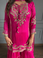 Pure chinnon hand work mirror grara suit with full chiffon dupatta (ishq)